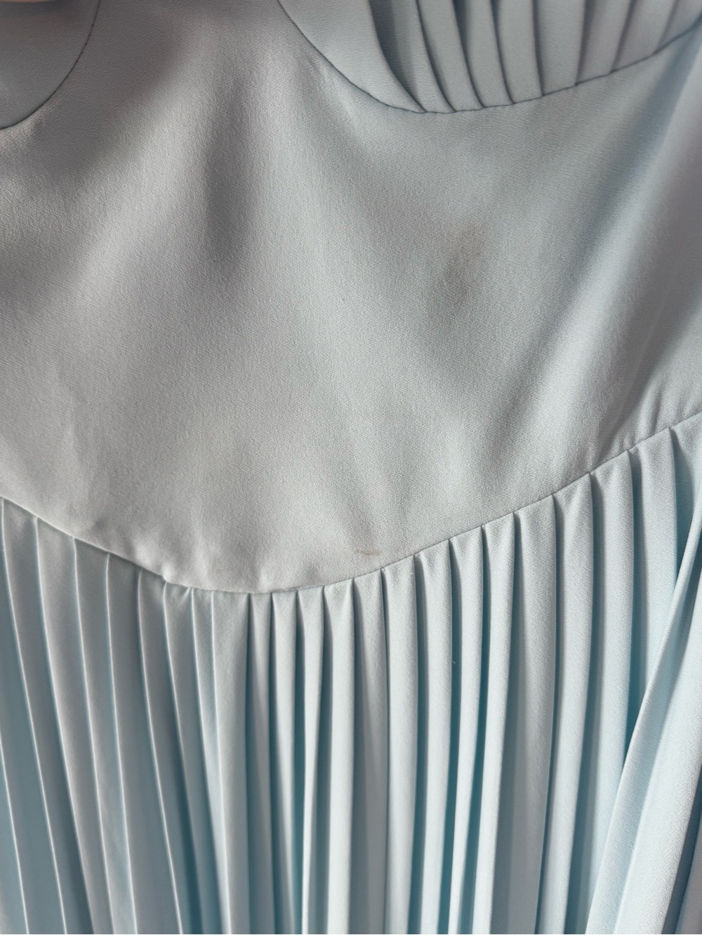 Strapless Light Blue Pleated Maxi Dress - Picture 6 of 8